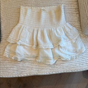 Smocked Waist White Ruffle Mini Skirt